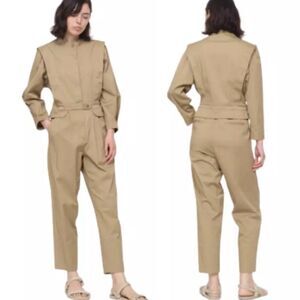 NWT Sea NY Tula Chino Jumpsuit Womens 2 Khaki Beige Cotton Military Coverall